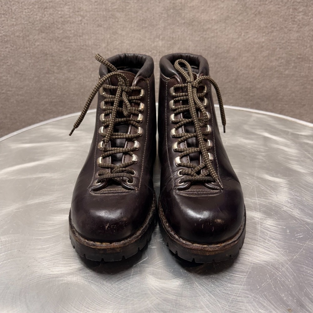 Scarpa Hiking Boots Mens 9 Brown Leather Vibram Lug Italy Vintage
